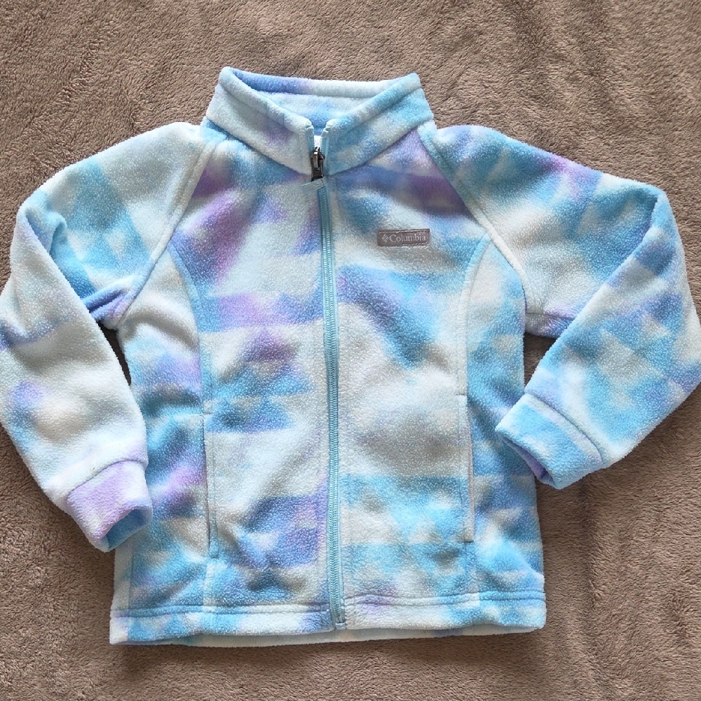 Columbia Kids' Blue and Purple Patterned Fleece Zip Up Jacket